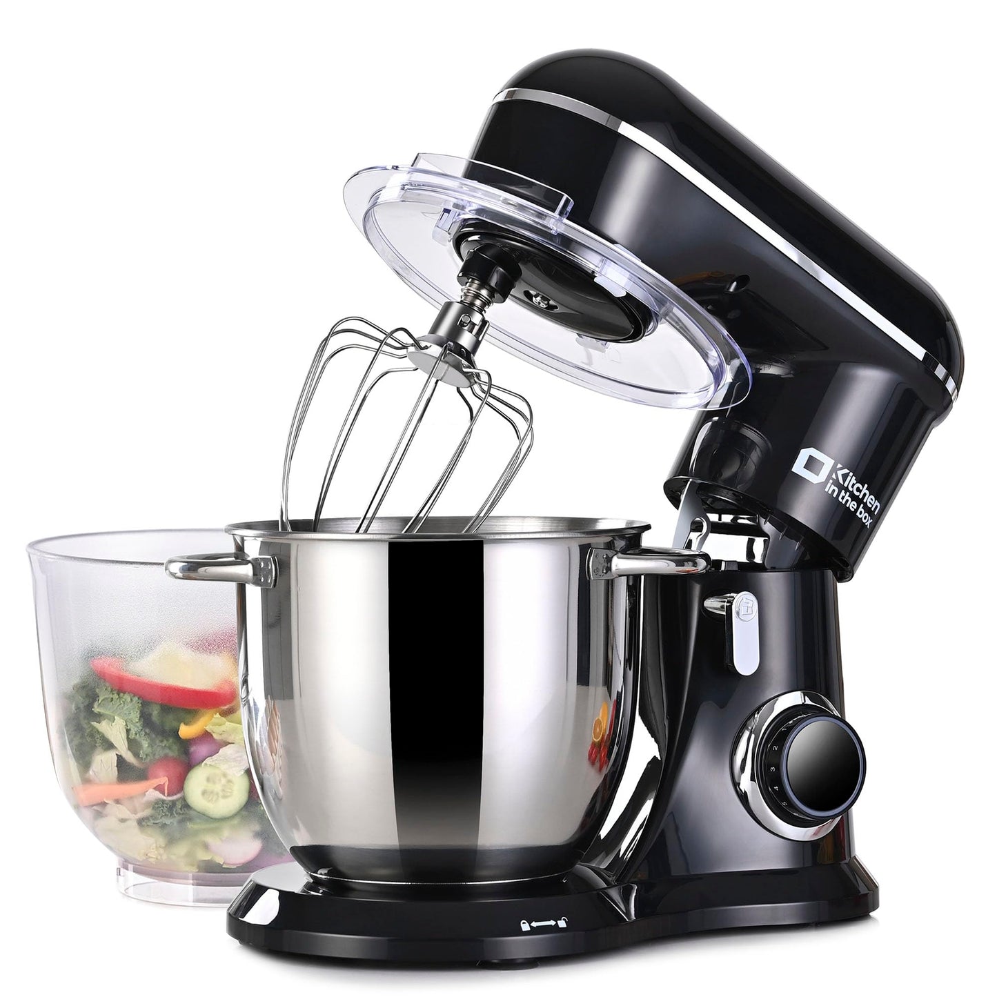 Kitchen in the box Stand Mixer, 4.5QT+5QT Two bowls Electric Food Mixer, 10 Speeds 3-IN-1 Kitchen Mixer for Daily Use with Egg Whisk,Dough Hook,Flat Beater (Onyx Black, 5QT)