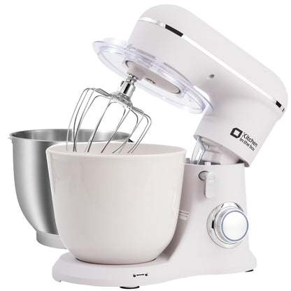 Kitchen in the box Stand Mixer, 4.5QT+5QT Two bowls Electric Food Mixer, 10 Speeds 3-IN-1 Kitchen Mixer for Daily Use with Egg Whisk,Dough Hook,Flat Beater (Onyx Black, 5QT)