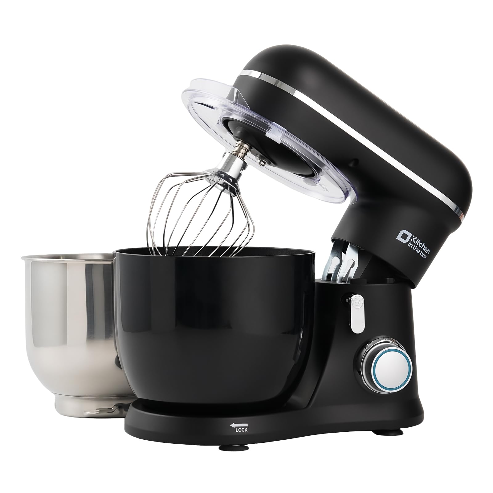 Kitchen in the box Stand Mixer, 4.5QT+5QT Two bowls Electric Food Mixer, 10 Speeds 3-IN-1 Kitchen Mixer for Daily Use with Egg Whisk,Dough Hook,Flat Beater (Onyx Black, 5QT)