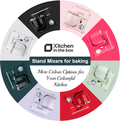 Kitchen in the box Stand Mixer, 4.5QT+5QT Two bowls Electric Food Mixer, 10 Speeds 3-IN-1 Kitchen Mixer for Daily Use with Egg Whisk,Dough Hook,Flat Beater (Onyx Black, 5QT)