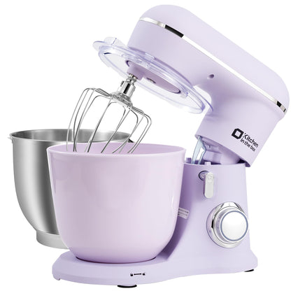 Kitchen in the box Stand Mixer, 4.5QT+5QT Two bowls Electric Food Mixer, 10 Speeds 3-IN-1 Kitchen Mixer for Daily Use with Egg Whisk,Dough Hook,Flat Beater (Onyx Black, 5QT)