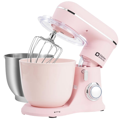 Kitchen in the box Stand Mixer, 4.5QT+5QT Two bowls Electric Food Mixer, 10 Speeds 3-IN-1 Kitchen Mixer for Daily Use with Egg Whisk,Dough Hook,Flat Beater (Onyx Black, 5QT)