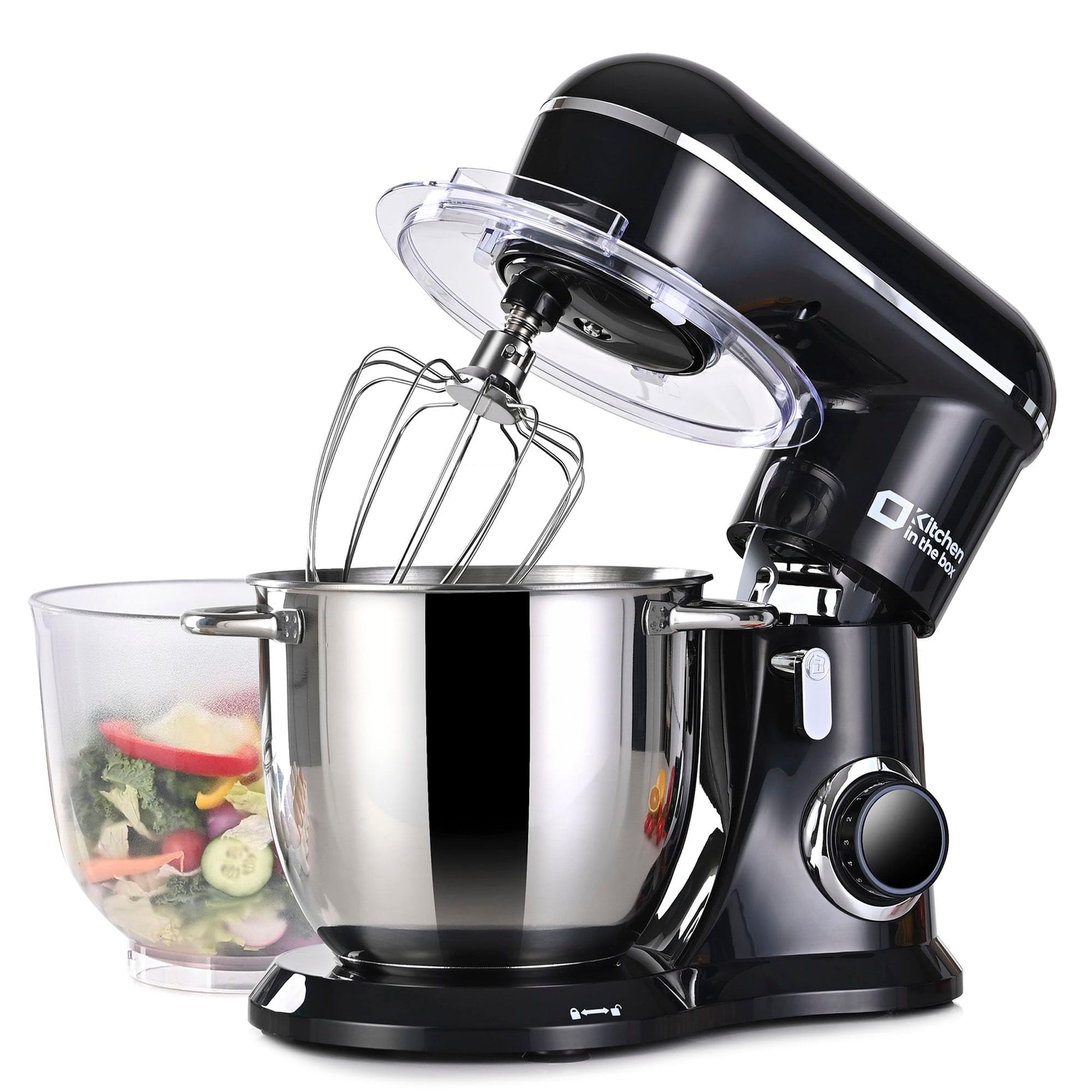 Kitchen in the box Stand Mixer, 4.5QT+5QT Two bowls Electric Food Mixer, 10 Speeds 3-IN-1 Kitchen Mixer for Daily Use with Egg Whisk,Dough Hook,Flat Beater (Onyx Black, 5QT)