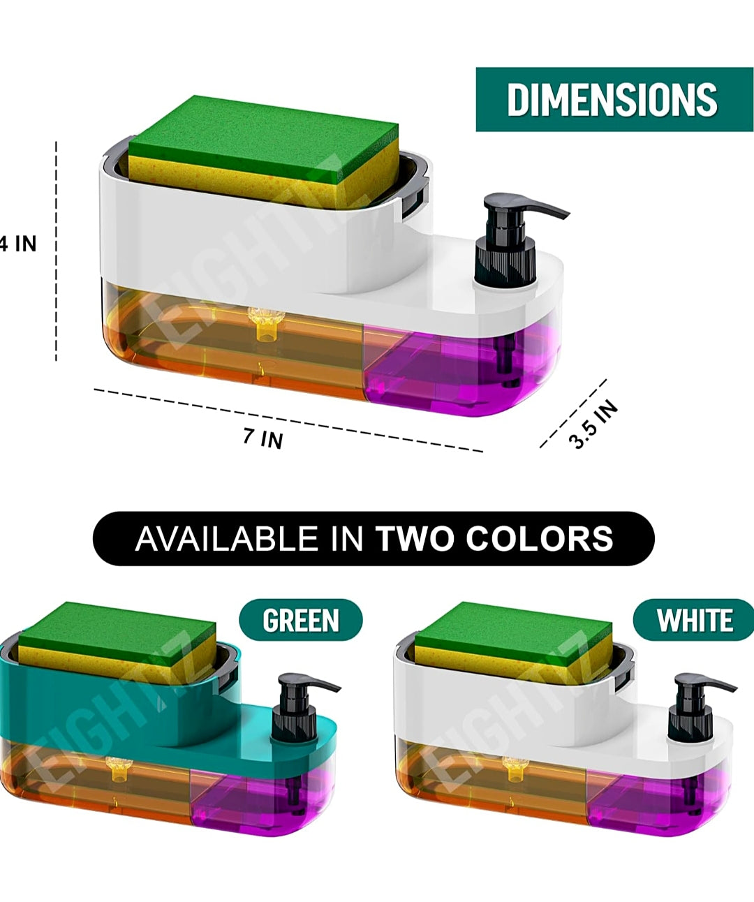 SR BRAND 3-IN-1 SOAP & SPONGE DISPENSER